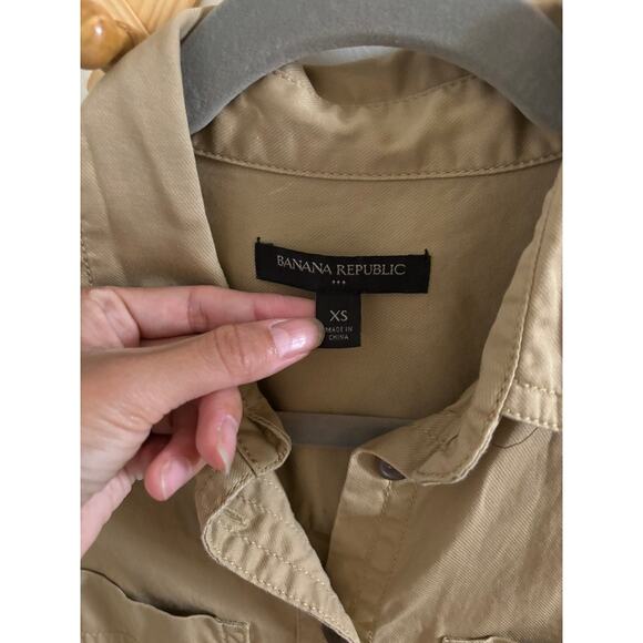 Banana Republic Dress Women's XS Tan Utility Shirt Mini Long Sleeve Button Up - Picture 6 of 8